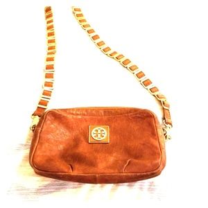 Gold Metal Detail Tan Leather  Crossbody